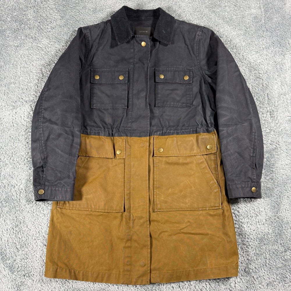 J.Crew Waxed Barn Chore Coat Field Work Jacket Womens XS Corduroy Collar Parka
